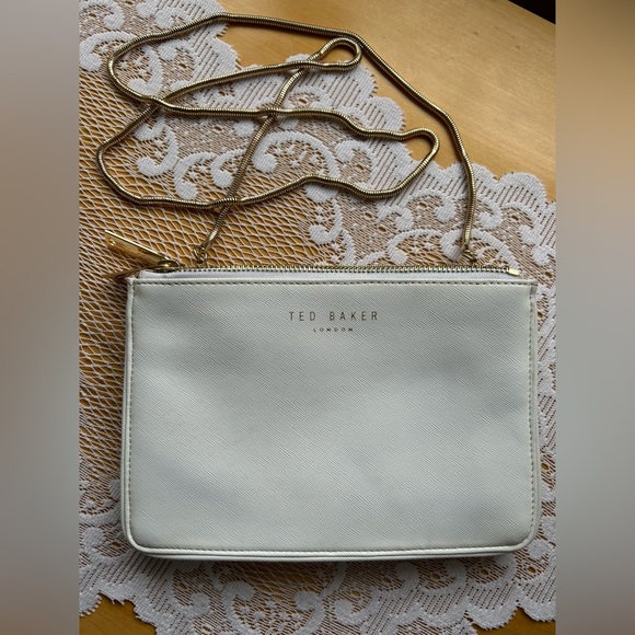 Ted Baker white leather crossbody bag chain strap - Picture 1 of 6